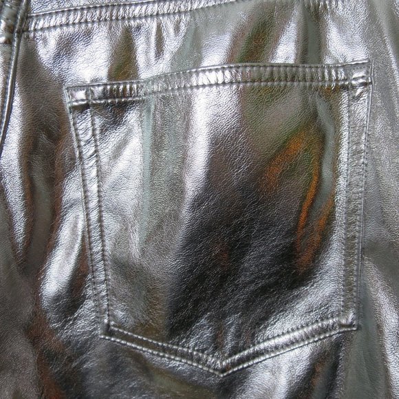 Gap Cheeky Straight High Rise Silver Vegan Leather Pants Size 28 - Picture 11 of 14